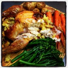 Lemon Infused Roast Chicken with Cous Cous Stuffing